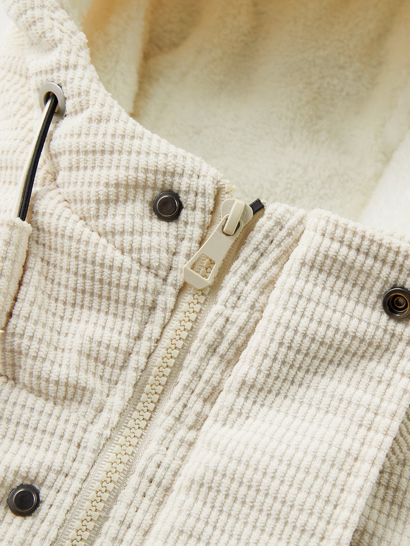 Teddyforet corduroy vattert Kurtka z kaptur