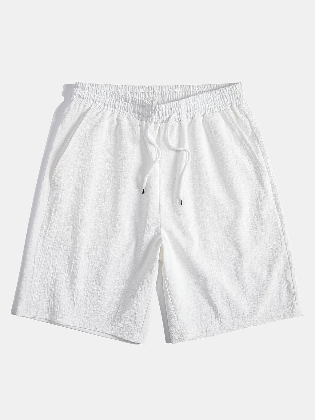Geometrisk jacquard eyelet cubansk koszula w krøllete tekstur trekksnor krótkie Spodnie