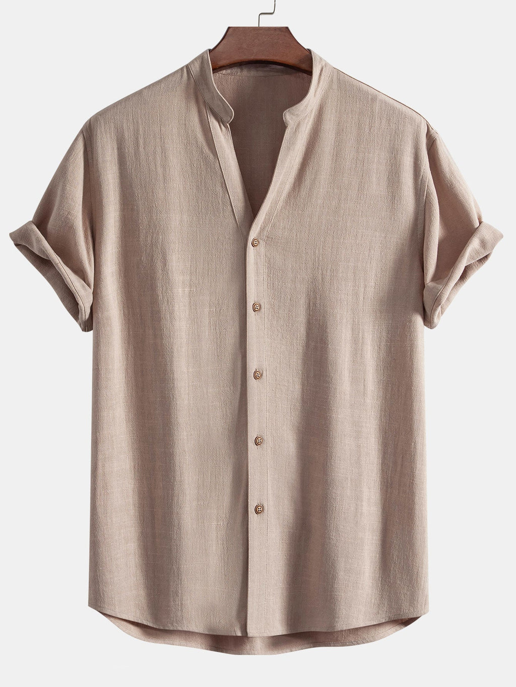 Dekolt w serek koszula z Len w rayon-blanding w rettskårne LenSpodnie