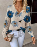 Sweter z długim rękawem Dekolt w serek jacquard