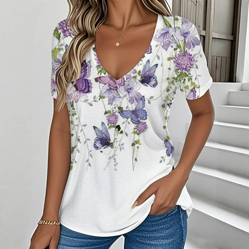 Casualowa T-shirt z Wzór w motyle