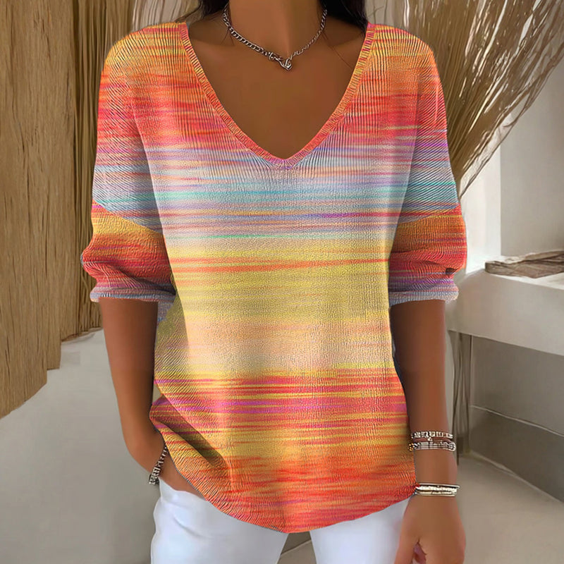 【Długi rękaw】 T-shirt z Casualowa Gradient