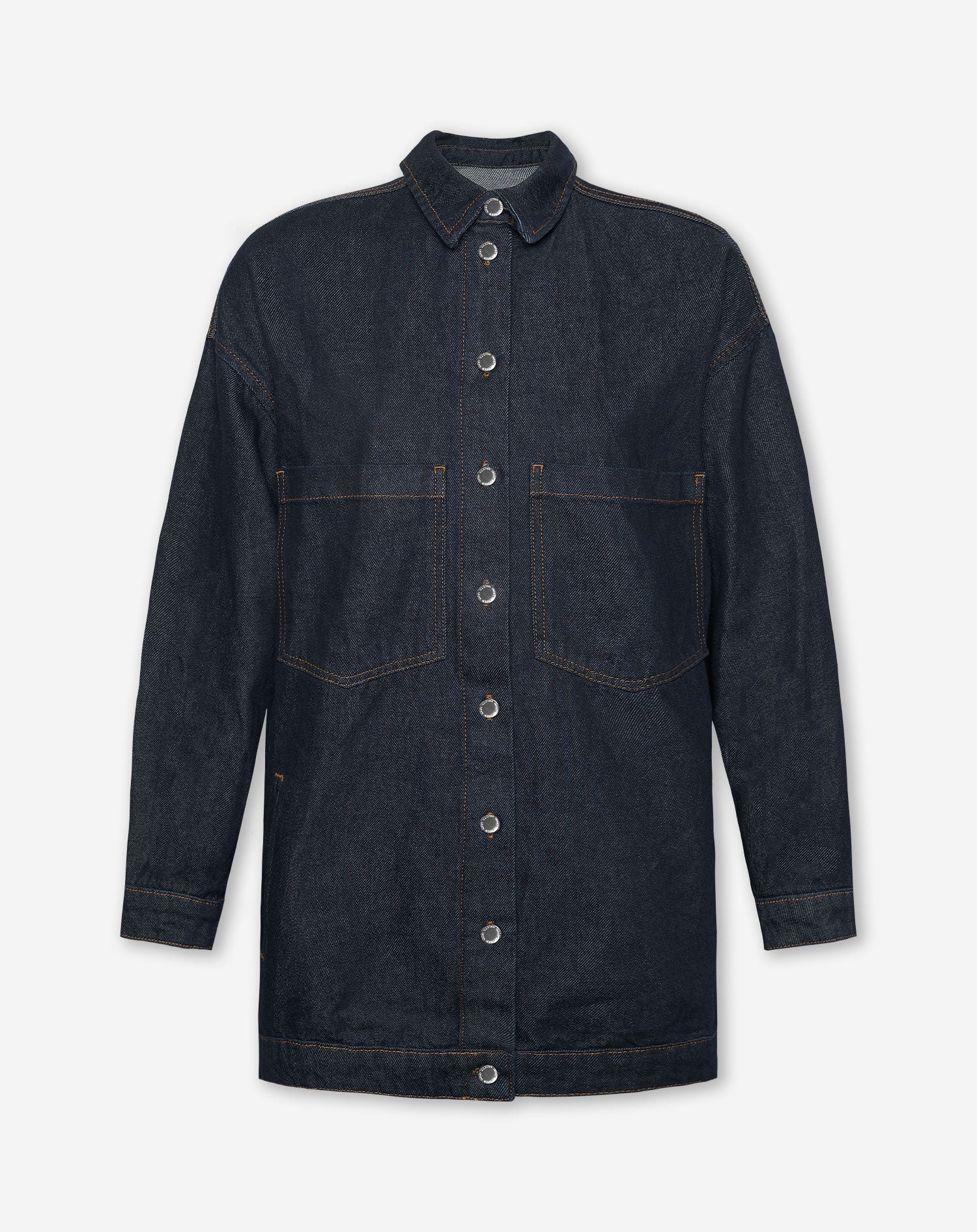 długi Denim Shacket Ciemnoniebieski