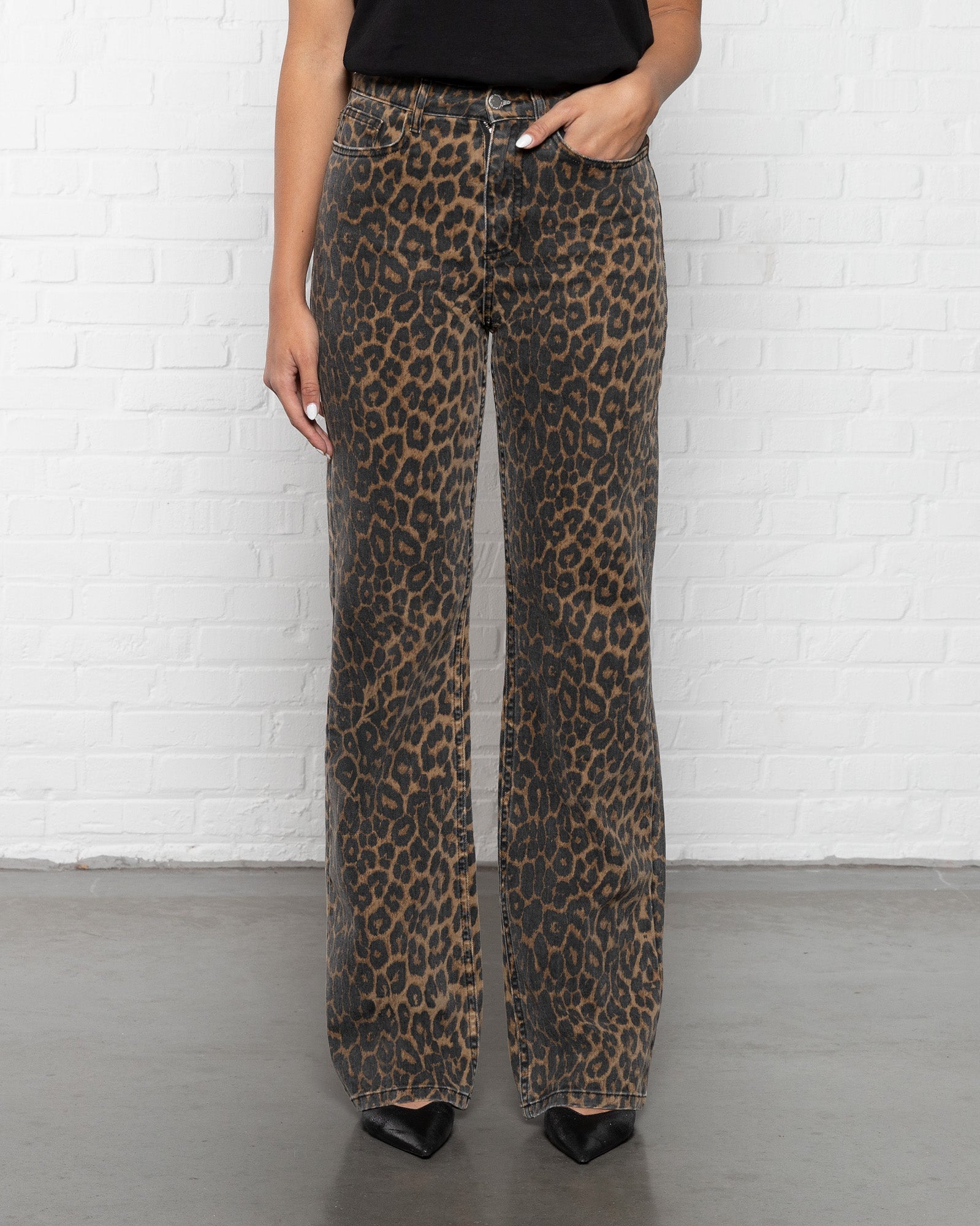 LEOPARD BOOTCUT JEANS