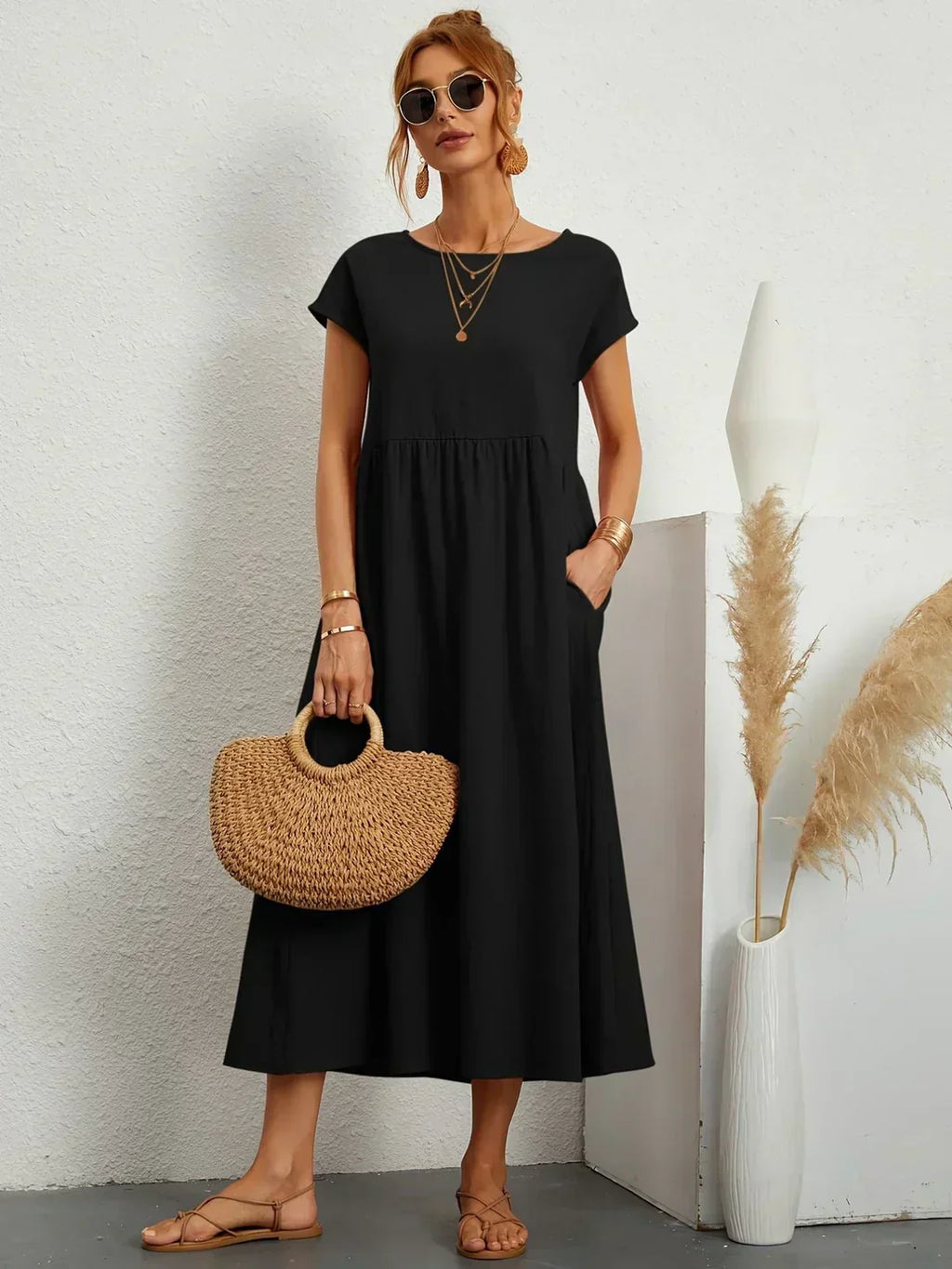 HEIKE™ – Flytende sukienka midi z ponadczasową elegancję