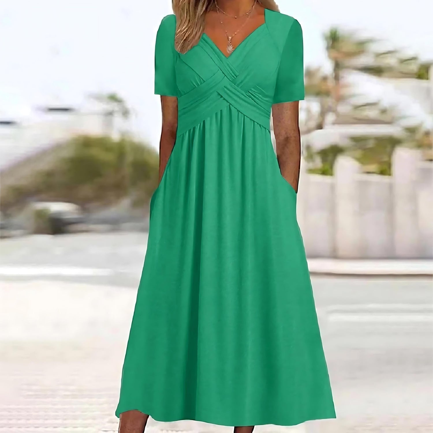 ISADORA | Elegancki A-LenJE MIDI Sukienka