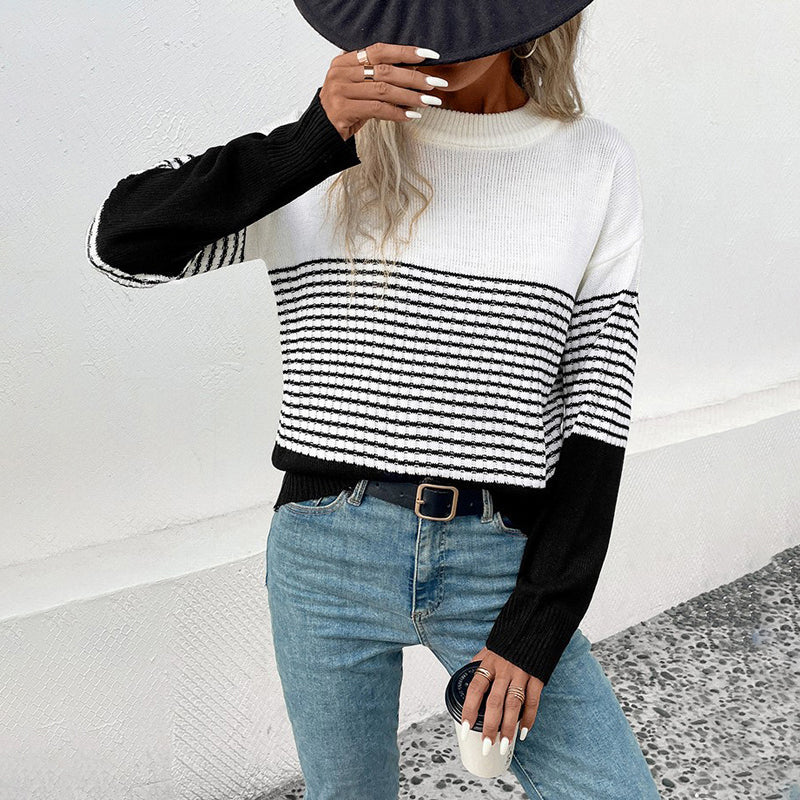 Casualowy W paski Strikke Sweter