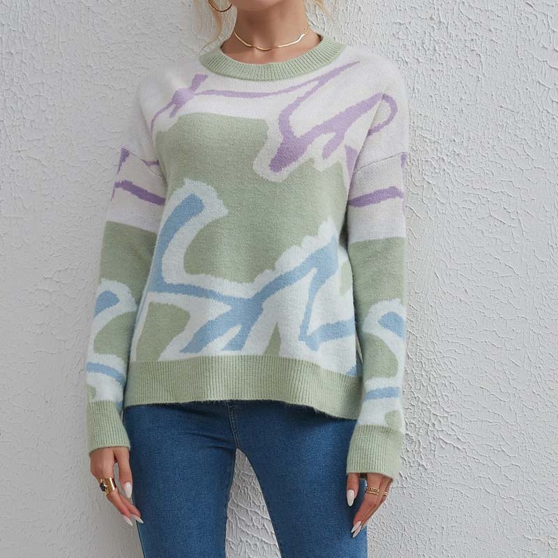 Casualowy Kolorblokk Sweter