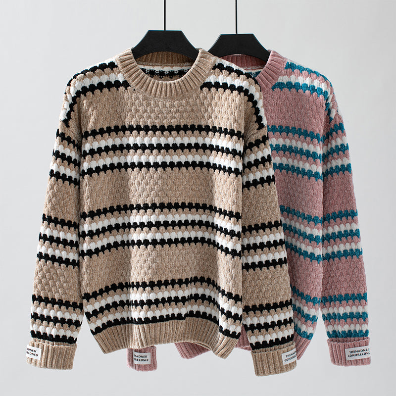 Casualowy W paski StrikkeSweter