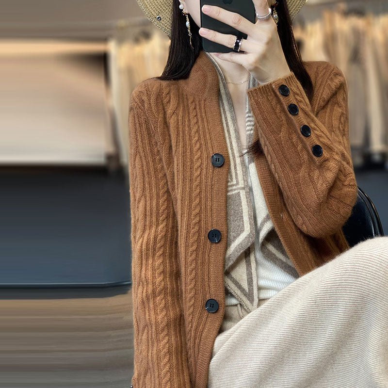 Casualowy Jednolity Dzianinowy Kardigan