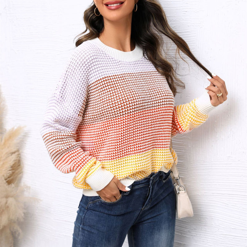 Kolorblokk Dzianinowy Sweter