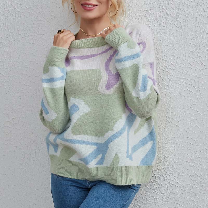 Casualowy Kolorblokk Sweter