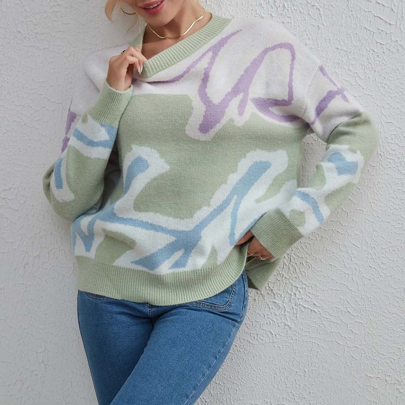 Casualowy Kolorblokk Sweter