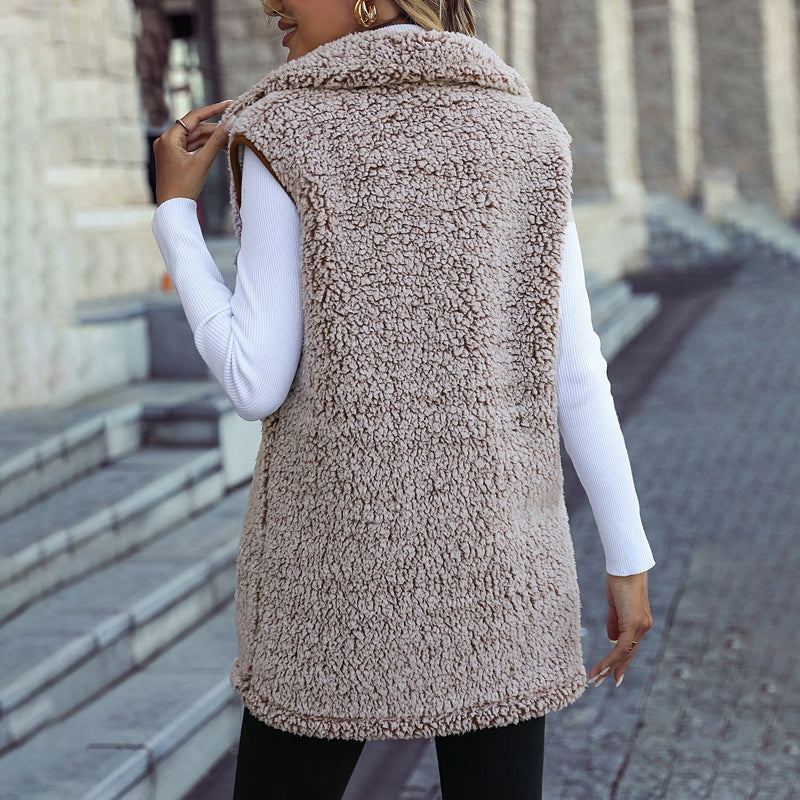 Casualowy Plysj Vest Kardigan