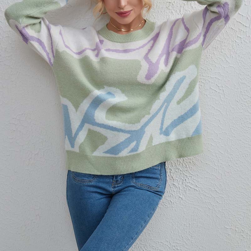 Casualowy Kolorblokk Sweter