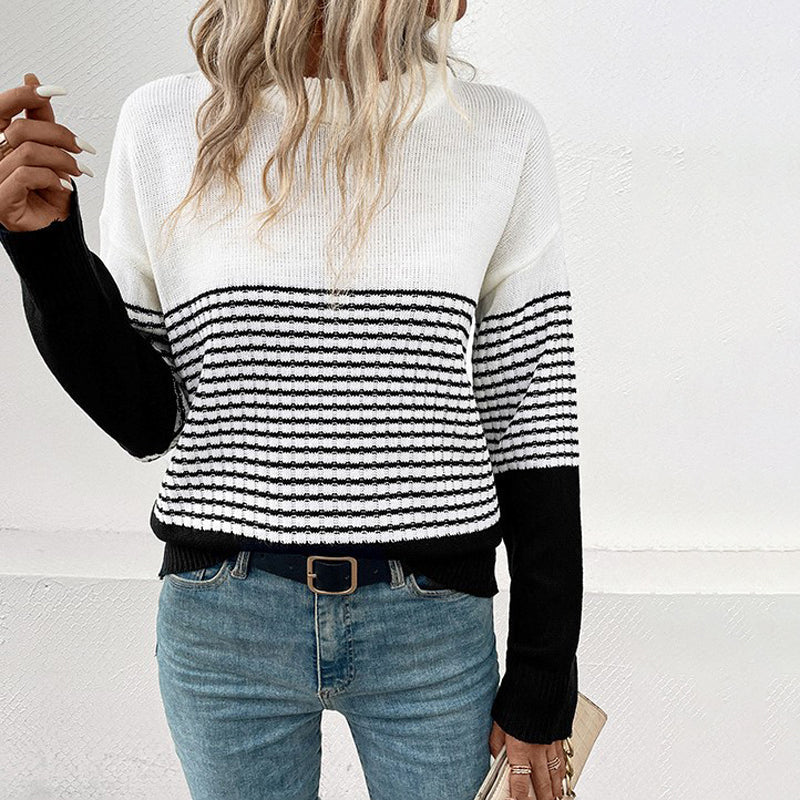 Casualowy W paski Strikke Sweter