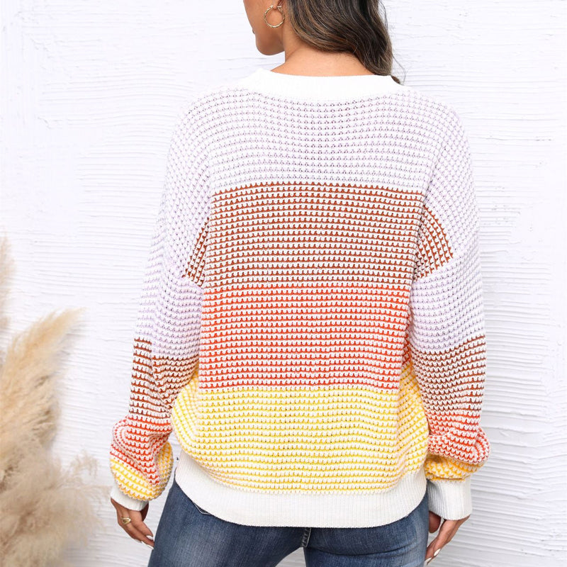 Kolorblokk Dzianinowy Sweter