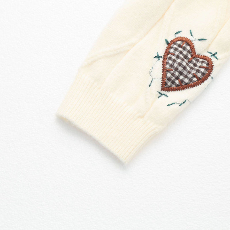 Hjerte Brodert Dzianinowy Kardigan