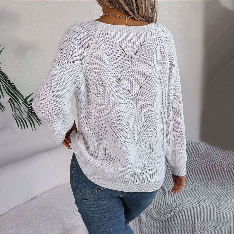 Casualowy Jednolity Dzianinowy Sweter