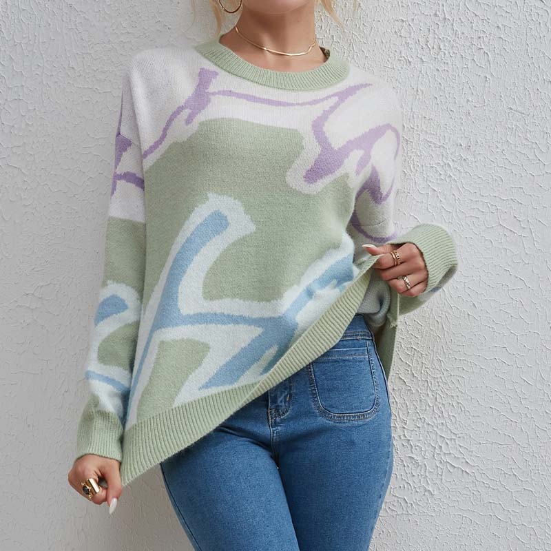 Casualowy Kolorblokk Sweter