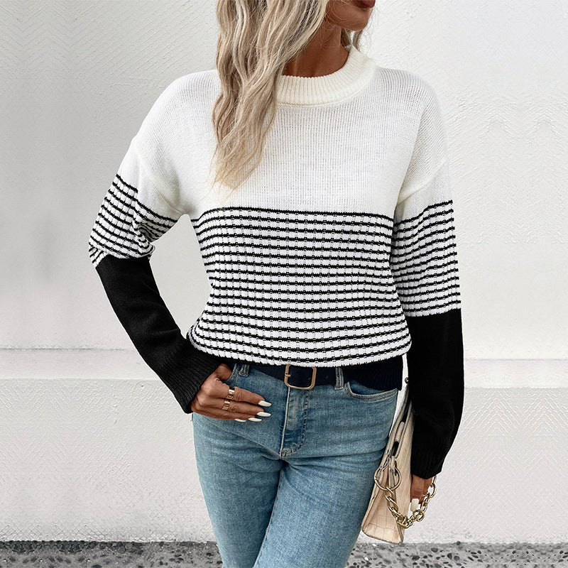 Casualowy W paski Strikke Sweter