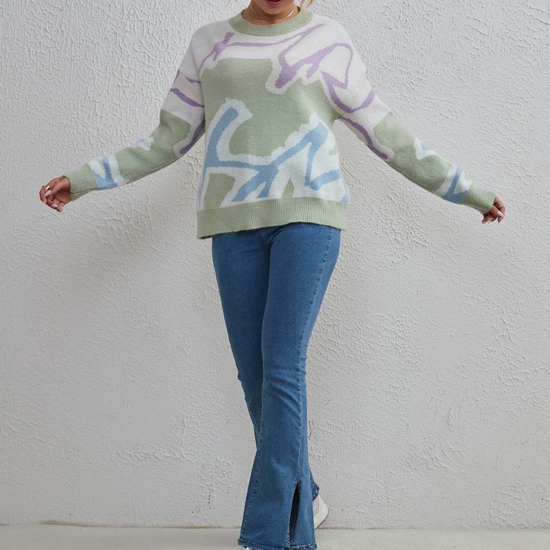 Casualowy Kolorblokk Sweter