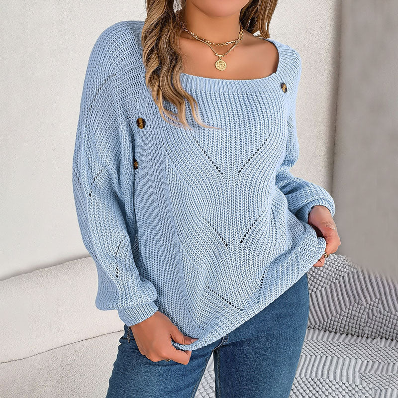 Casualowy Jednolity Dzianinowy Sweter