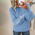 Casual Jednolity Dzianinowy Sweter