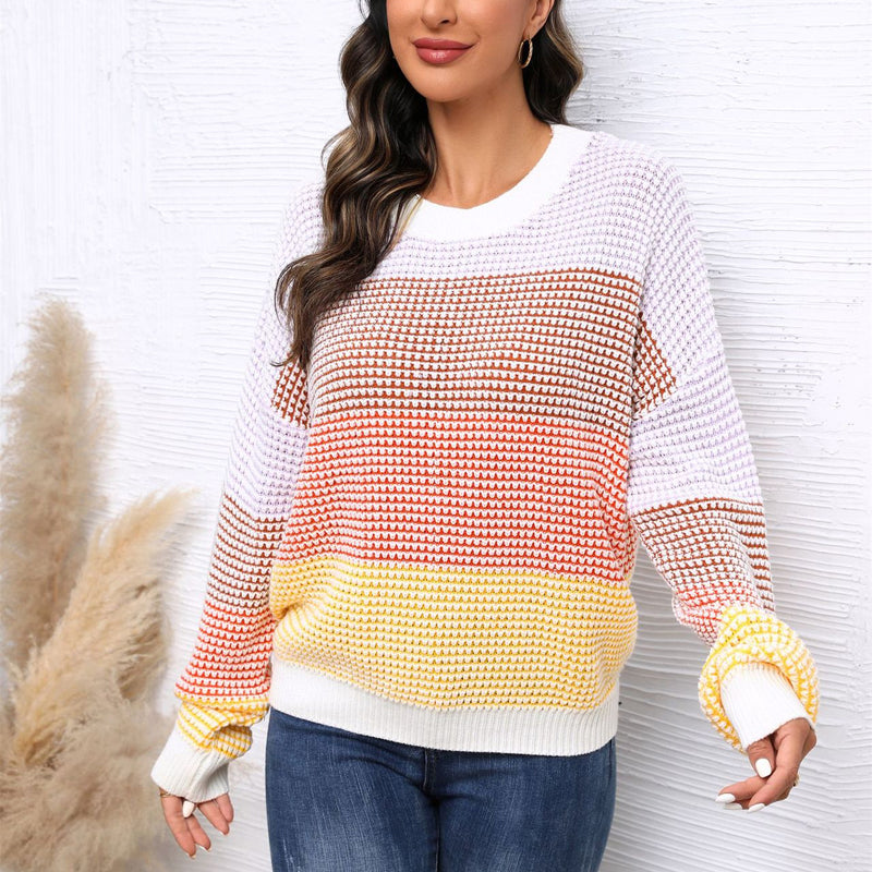Kolorblokk Dzianinowy Sweter