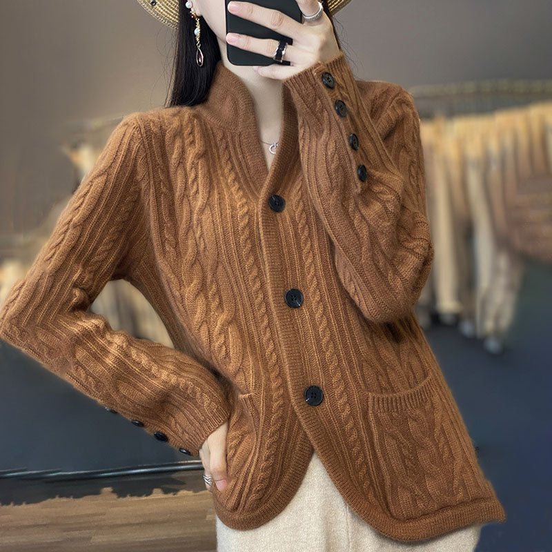 Casualowy Jednolity Dzianinowy Kardigan