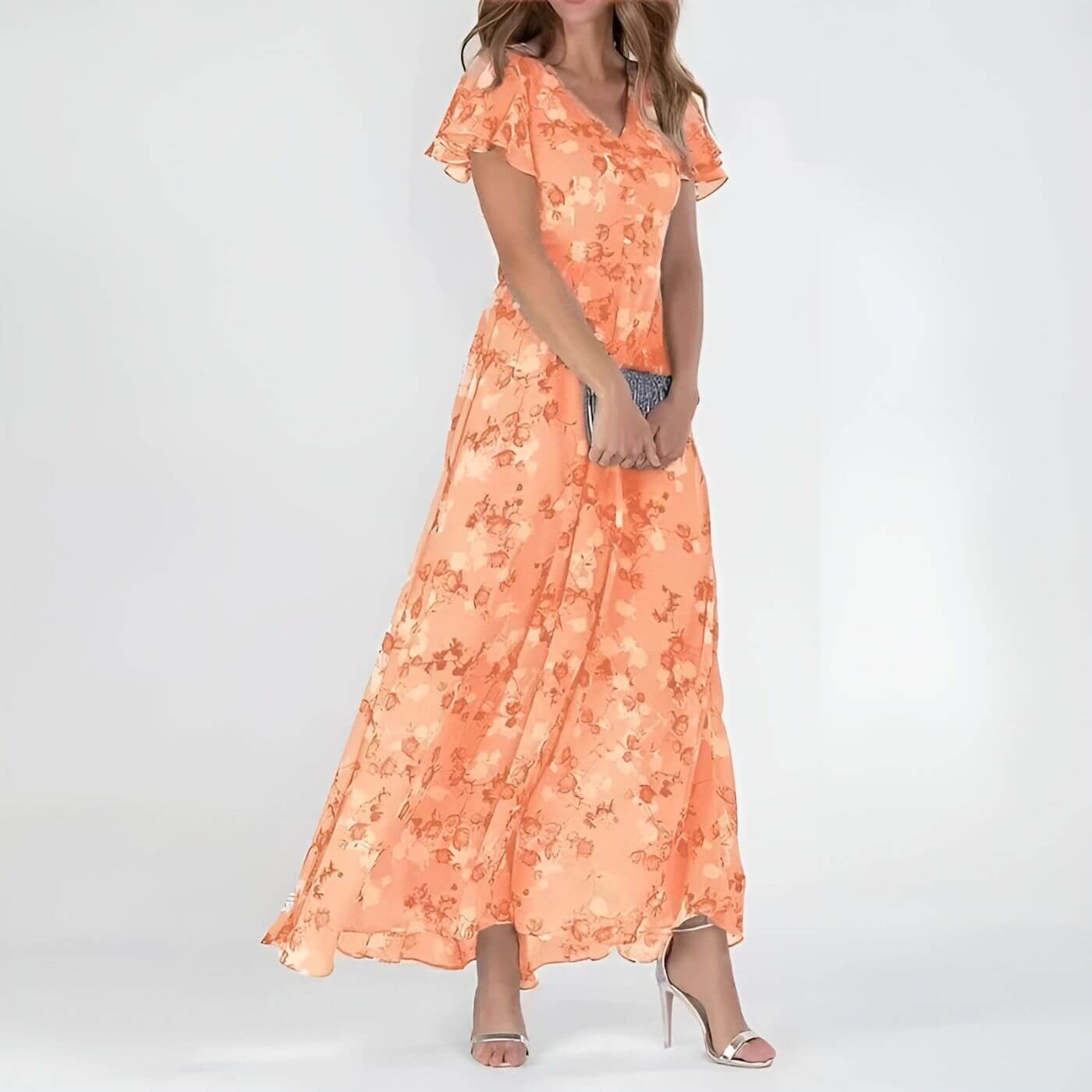 Regina™- Blomstret Dekolt w serek sukienka maxi dla Latoen