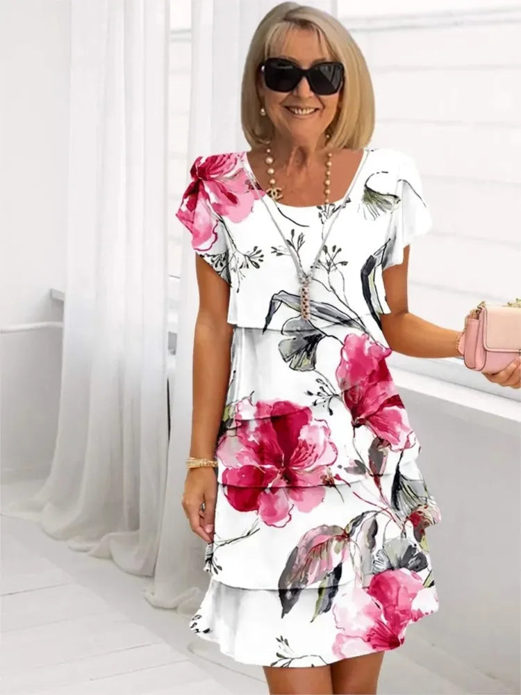 Éliane – Sukienka w flytende elegancja z volanger