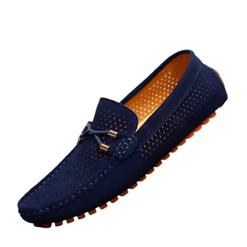 Latoloafers do Herre w Håndlaget skóra – Oddychający Slip-on Mokasiner z Hullmønster
