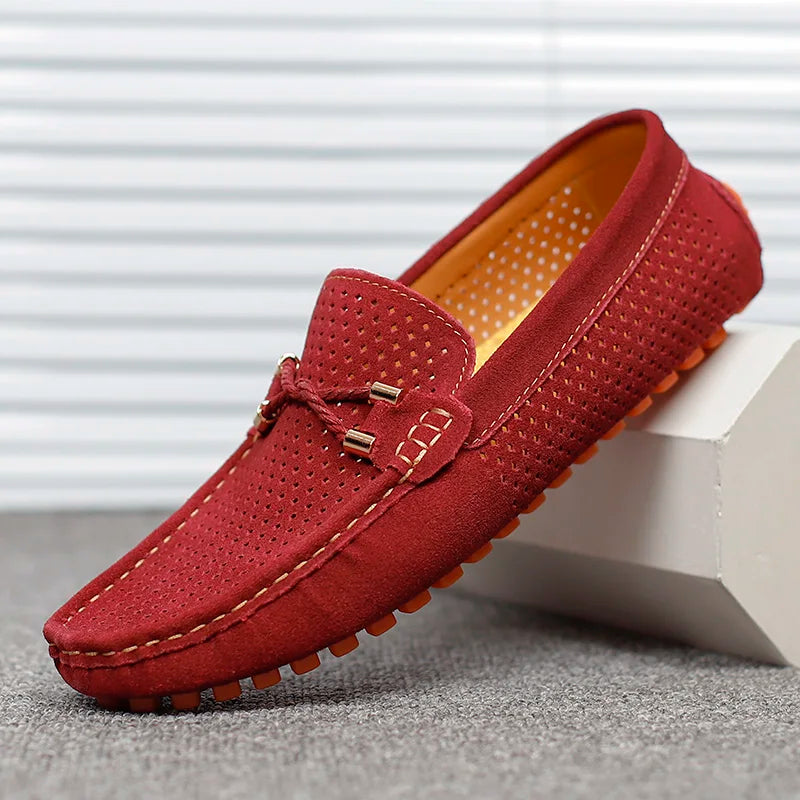 Latoloafers do Herre w Håndlaget skóra – Oddychający Slip-on Mokasiner z Hullmønster