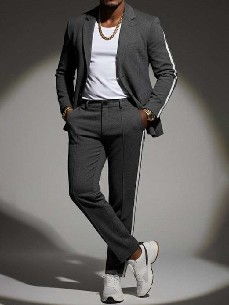 Nowoczesny Blazer- w Spodniesett z Sidestripe