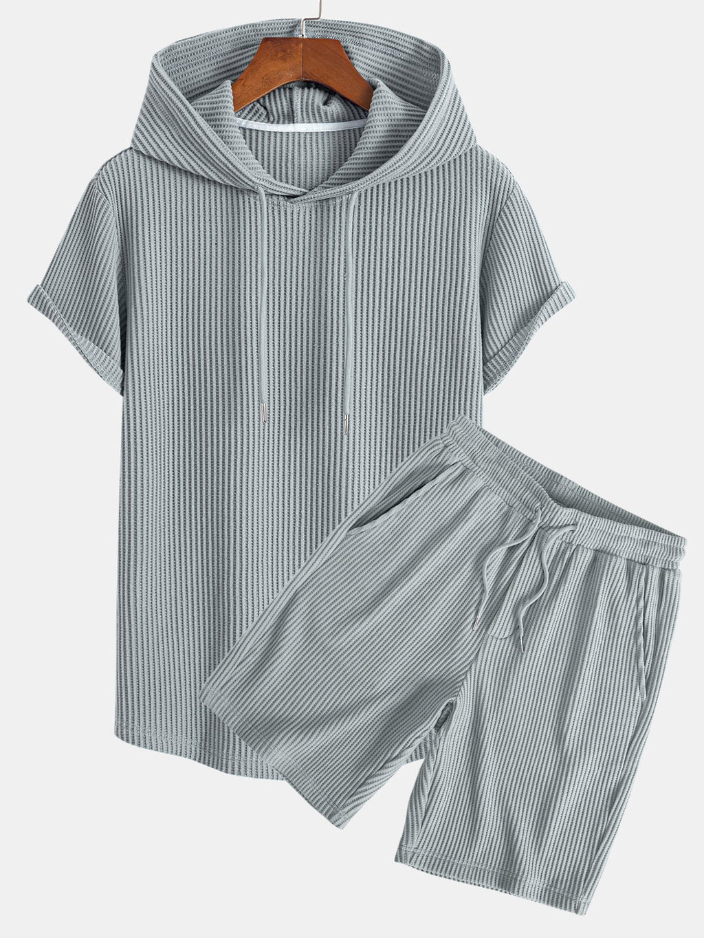 Dzianinowy vaffel z buet kant hetteSweter w T-shirt, w vaffel krótkie Spodnie z trekkoord