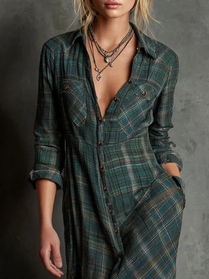 Talia™ | Nowoczesny boho-W kratę Sukienka