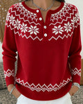 Sweter Snøfnugg Jacquard Halvåpen