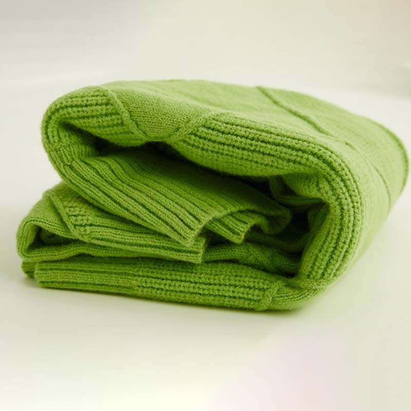 Casualowy Jednolity Dzianinowy Sweter