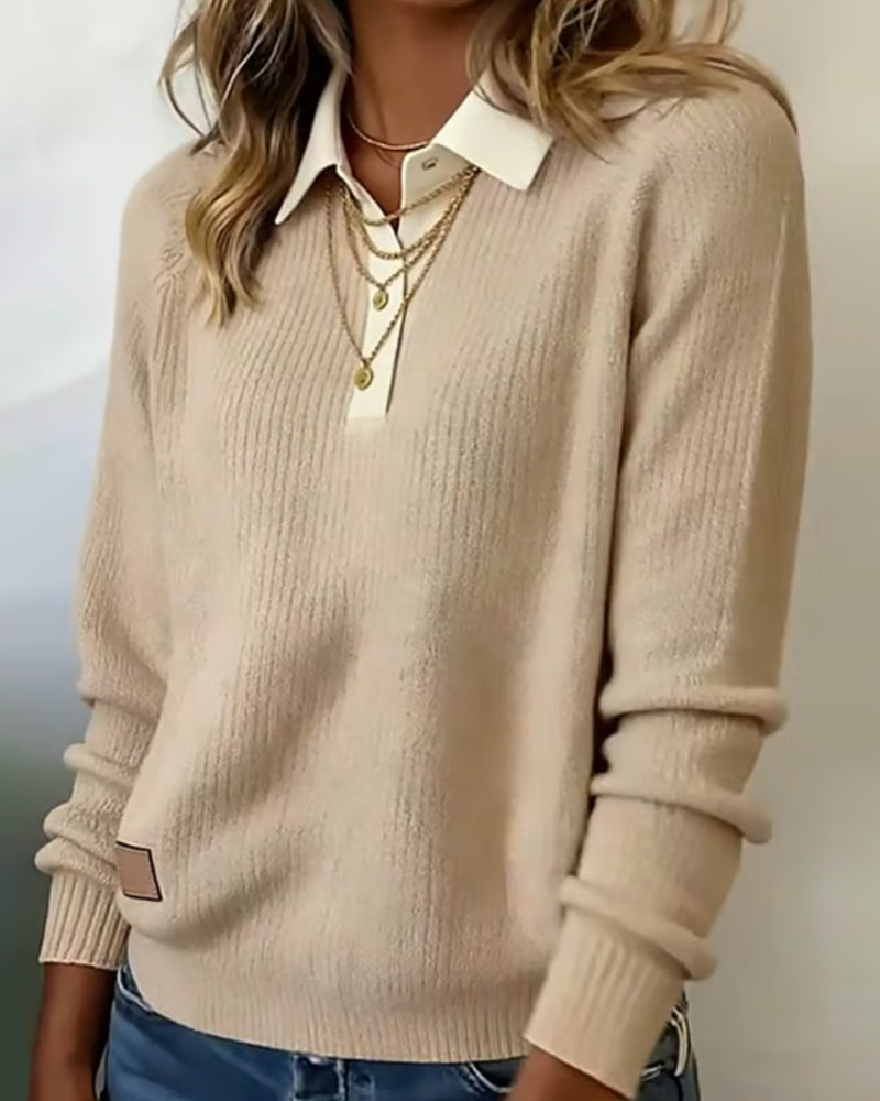Sweter z revers w lappetekStyl