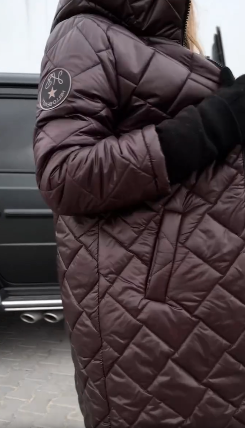 Bogna | Elegancki vattert dunKurtka z kaptur