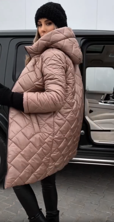 Bogna | Elegancki vattert dunKurtka z kaptur