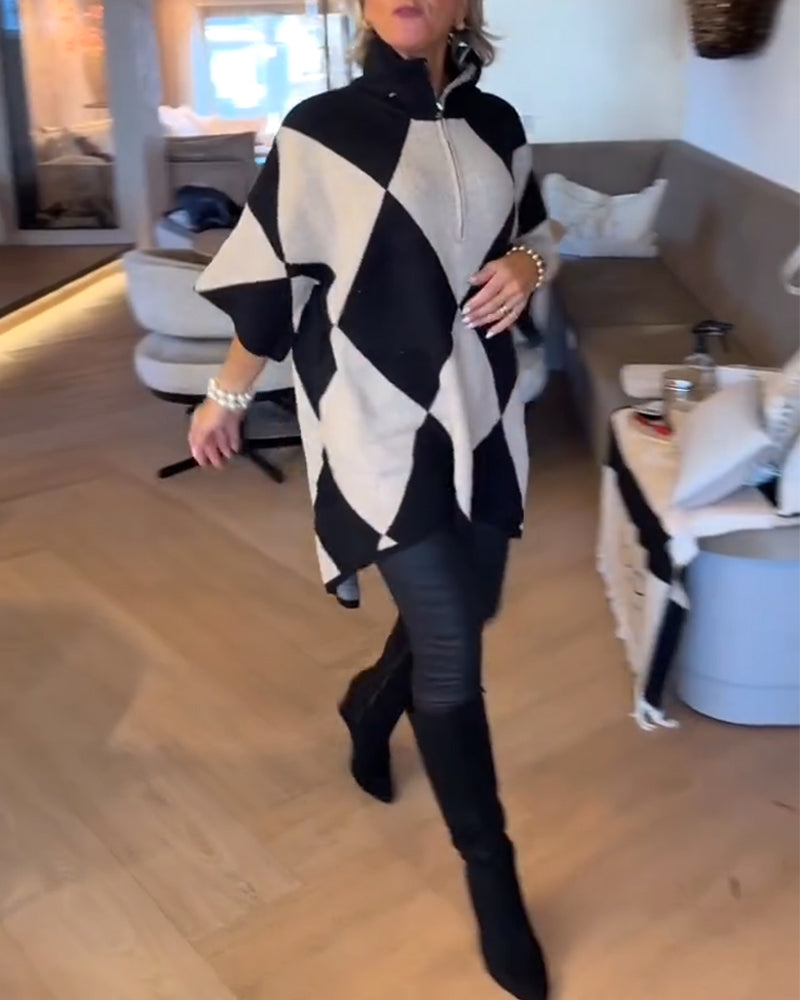 Sweter z ståkrage, Argyle-mønster, uregelmessig
