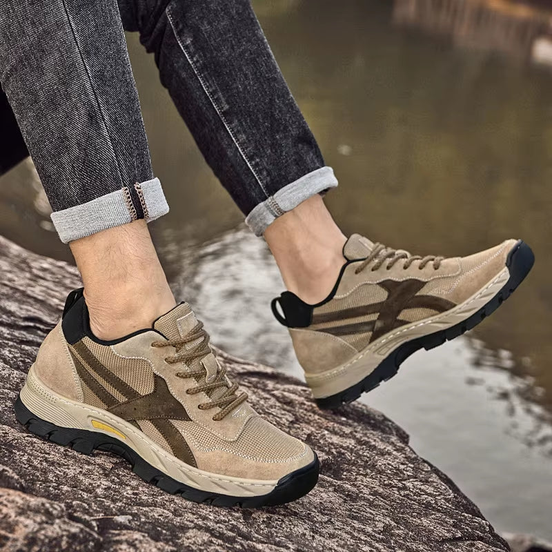 Buty męskie z skjult høyde – Oddychający sneakersyy w prawdziwy skóra w mesh, idealny na sport w fritid