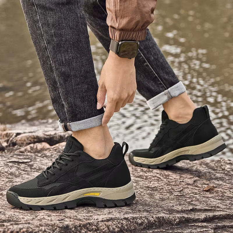 Buty męskie z skjult høyde – Oddychający sneakersyy w prawdziwy skóra w mesh, idealny na sport w fritid