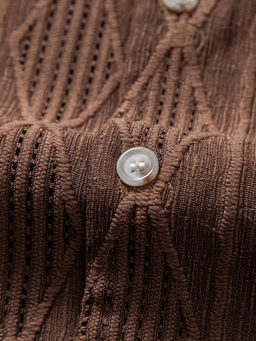 Geometrisk jacquard eyelet cubansk koszula w krøllete tekstur trekksnor krótkie Spodnie