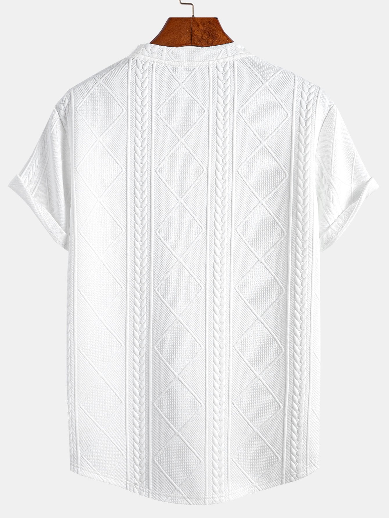 z krótkim rękawem geometrisk jacquard buet kant T-shirt w szorty