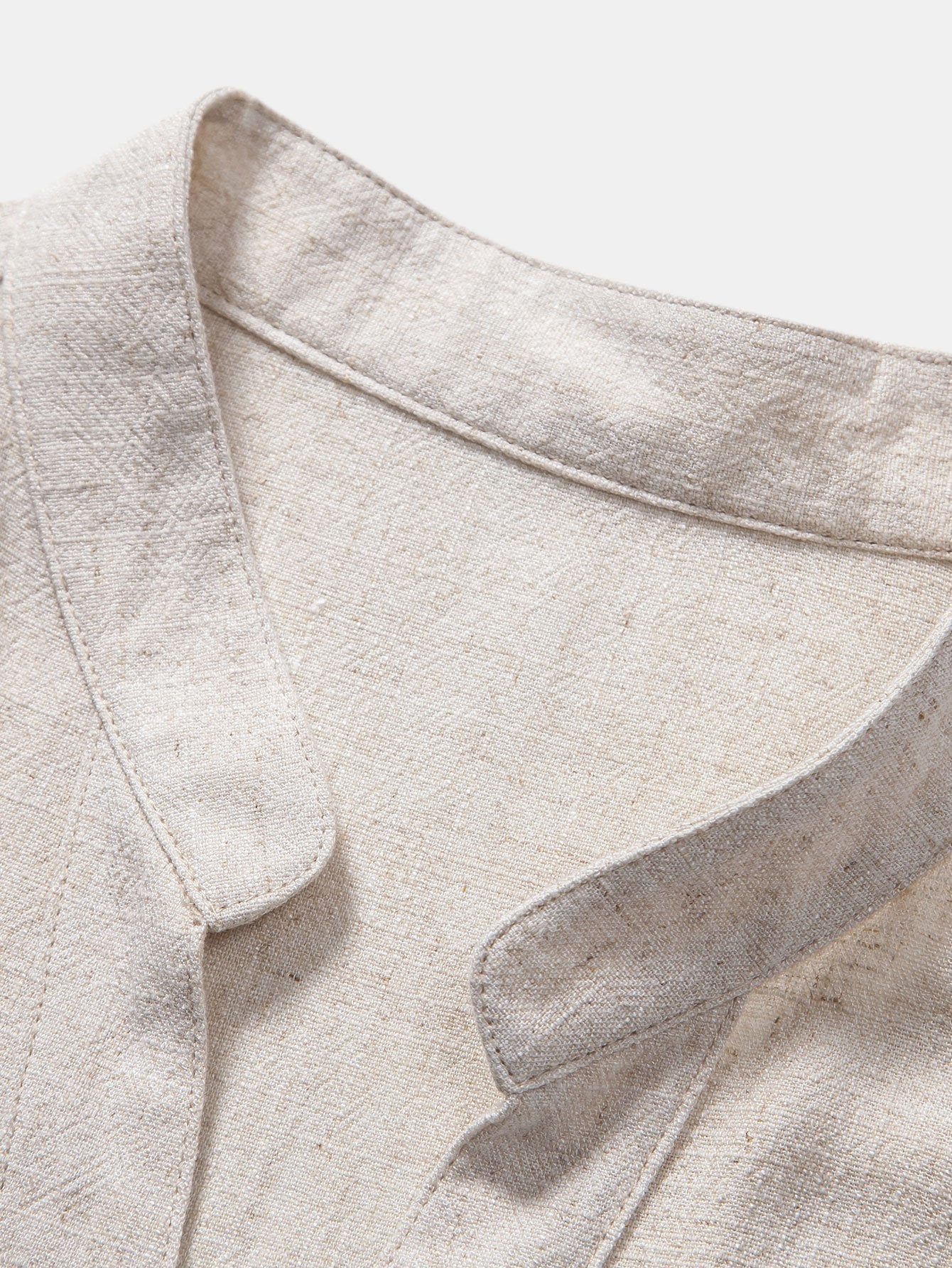 Dekolt w serek koszula z Len w rayon-blanding w rettskårne LenSpodnie