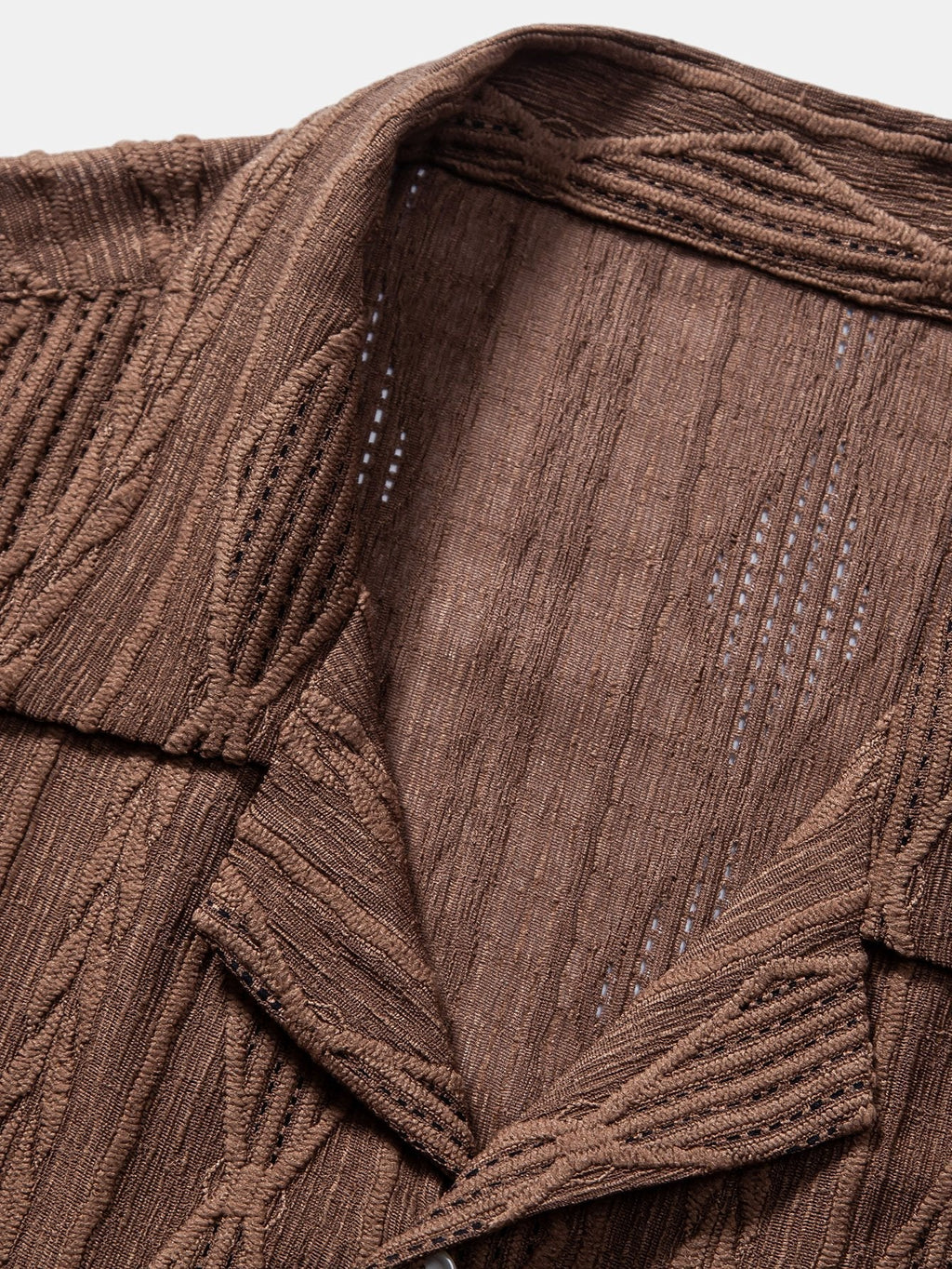 Geometrisk jacquard eyelet cubansk koszula w krøllete tekstur trekksnor krótkie Spodnie