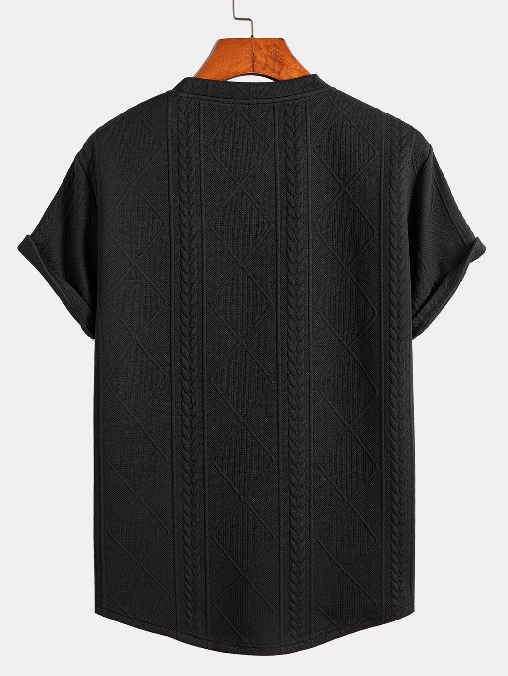 z krótkim rękawem geometrisk jacquard buet kant T-shirt w szorty